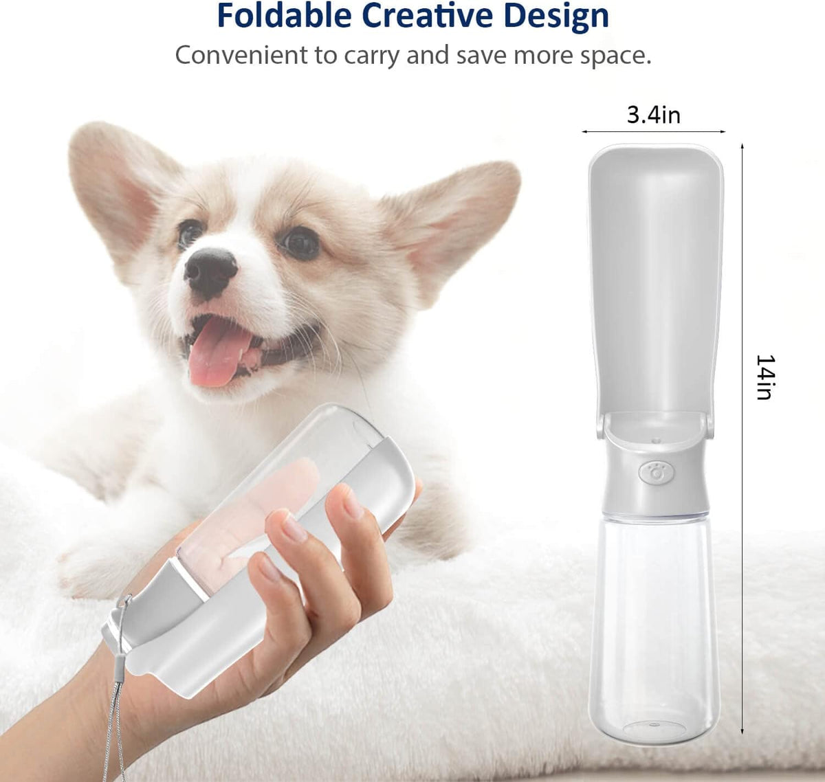 WePet Foldable Portable Dog Water Bottle Puppy Water Dispenser - #02 White / 19 oz - image 3