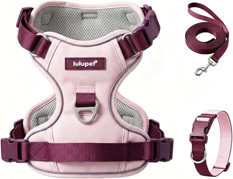 Dog Harness and Leash Set with Collar - Pink / XS(Neck:13.4-16.5",Chest:16.5-19.7")