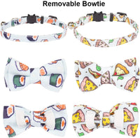 Fall Cat Collar with Bowtie - 7.5"- 10.5" / Pizza & Sushi - image 4