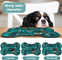Dog Food Mats for Floors Waterproof - Green Bone / 25.5"L x 17"W - image 2