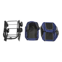 Double Pet Stroller,3.07lbs Dog Cat Carrying Cart,Lightweight Foldable Pet Stroller with 4 Wheels,Blue Portable Compact Pet Travel Cart for Small Dogs and Cats (Blue)