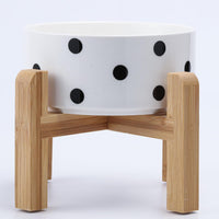 28 OZ Rust Red Elevated/Raised Ceramic Dog Bowl for Small and Medium - Black Dot / 1.7 Cups - Small