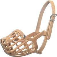 Leather Brothers Italian Basket Dog Muzzle, Adjustable Secure Fit, Comfortable Design, Training and Safety, Averts Biting, Prevents Chewing and Scavenging, Perfect for Grooming - Tan, Size 1