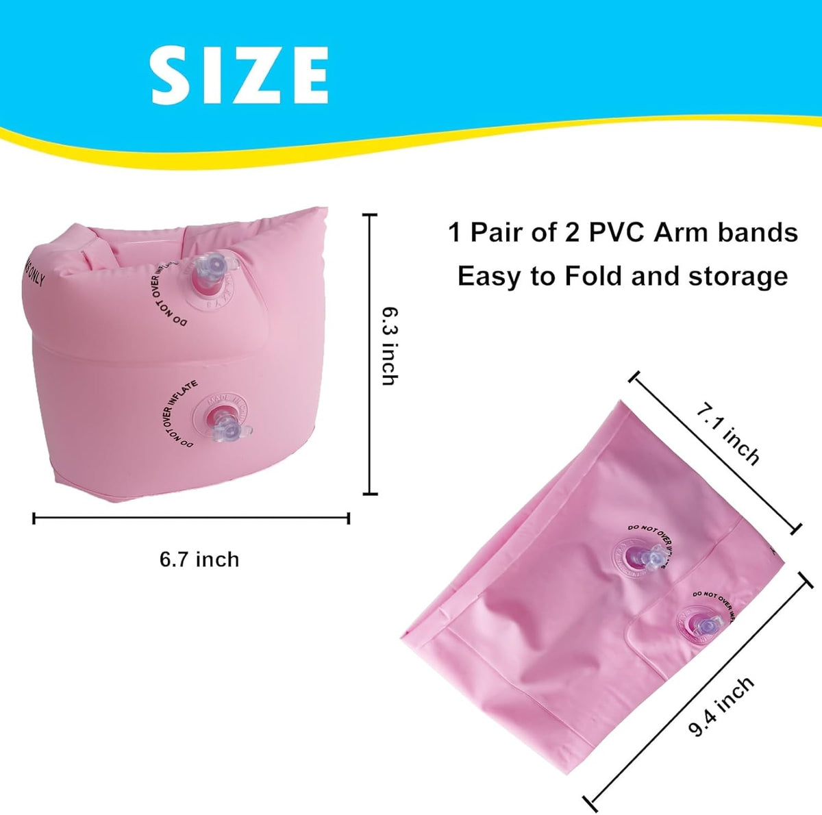 10Leccion 2 Pack Inflatable Arm Floaties for Toddlers - Pink - image 3