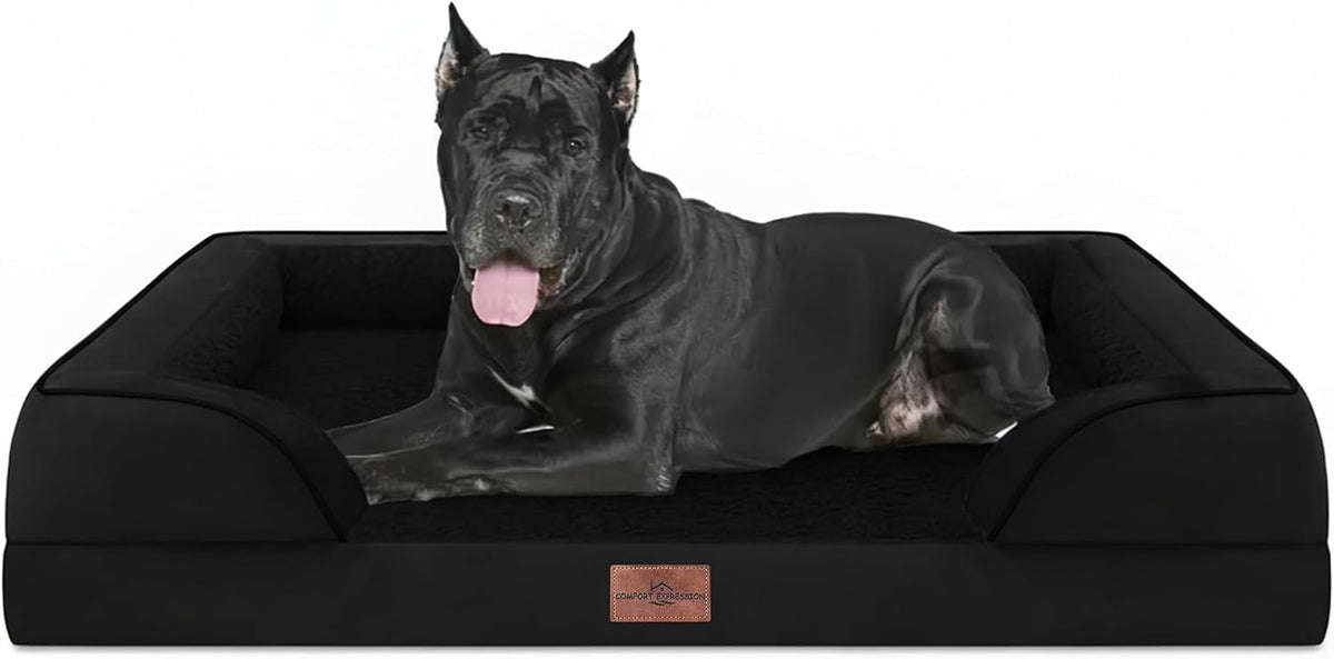 Comfort Expression Waterproof Orthopedic Dog Bed for Extra Large Dogs – Essentials for Dogs - 53.0"L x 42.0"W x 8.5"Th / Black