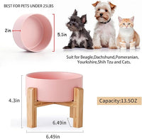 Petygooing PinkElevated/Raised Ceramic Dog Bowl for Small Breeds, Dog Food Water Dish with Stand,Pet Feeding Bowl with Anti Slip Rubber for Cats and Small Dogs Puppy 13.5 OZ (5.1In / 1.7 Cups)