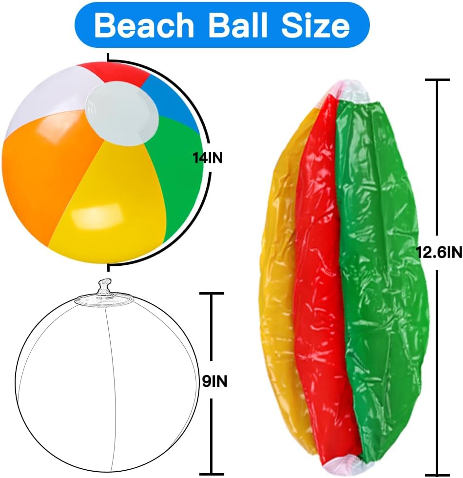 Vellibring 24 Pack 12" Summer Inflatable Beach Balls Bulk for Kids – Fun for Kids & Family - Rainbow - Pack of 24 - image 2