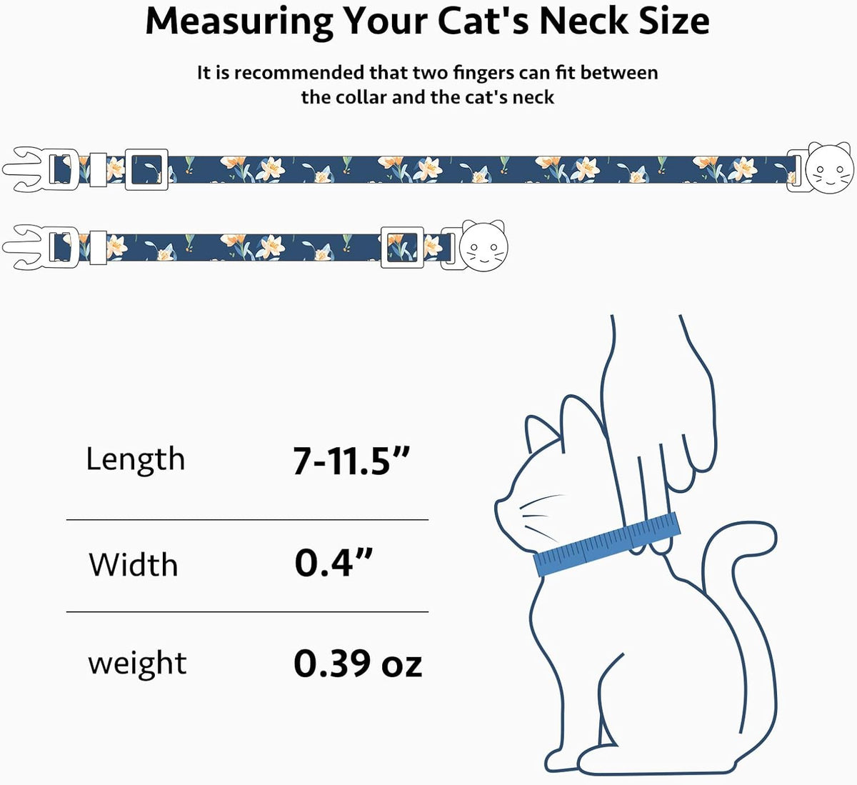 2 Pack Cotton Cat Collar Pink Strawberrie White Heart Cute Kitten - White&Blue - image 3