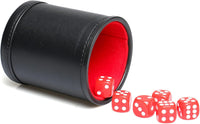 Felt Lined PU Leather Dice Cup Set with 6 Dot Dices – Fun for Kids & Family - Red1