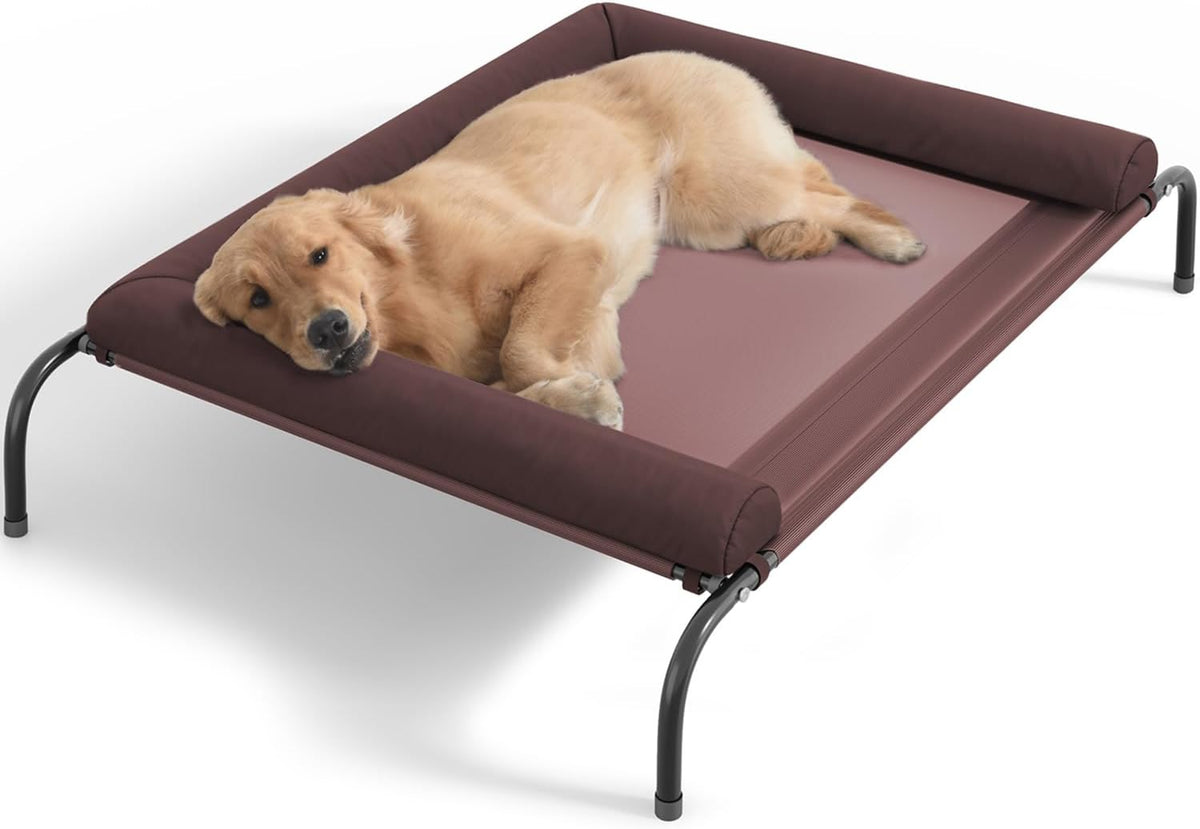 WESTERN HOME Cooling Elevated Dog Bed for Large Dogs - 36.0"L x 26.0"W x 8.0"Th / Brown