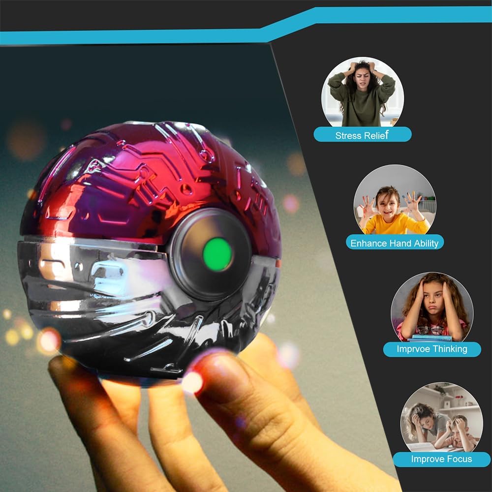 Cool Stress Ball Desk Toy Fidgets Spinner Toy Metal for Kids Adults - Red - image 4