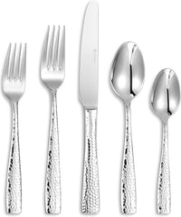 KEAWELL Premium 20/45/65 Piece Louis Hammered Silverware Set with Squared Edge, 18/10 Stainless Steel, Service for 4/8/12, Fine Flatware Set, Dishwasher Safe (45)