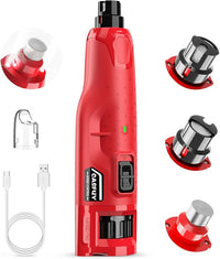 Casfuy Dog Nail Grinder Quiet - (45db) 6-Speed Pet Nail Grinder with 2 LED Lights for Large Medium Small Dogs/Cats, Professional 3 Ports Rechargeable Electric Dog Nail Trimmer with Dust Cap(Red)