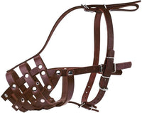 CollarDirect Dog Muzzle German Shepherd Dalmatian Doberman Setter Leather Basket Medium Large Breeds (Chestnut Brown, Large)