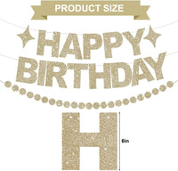 BEISHIDA Pre-Strung Glitter Pink Happy Birthday Banner Party Sign - Champagne - image 3