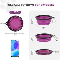 Collapsible Dog Bowl for Travel - Small / Grey+Purple - image 3