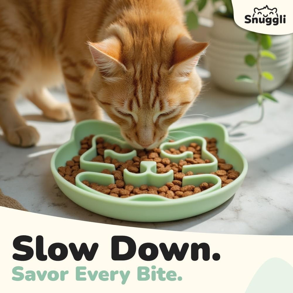 Slow Feeder Cat Bowl, Cat Puzzle Feeder for Slow Eating - Matcha - image 2