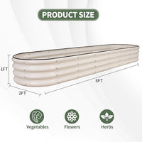 1MORE Galvanized Raised Garden Bed- Planter Garden Boxes Outdoor, Raised Beds for Gardening, 8x2x1ft Metal Garden Bed Kit for Vegetables Flower, Planter Raised Beds with Protective Tape & Tools.White