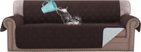 H.VERSAILTEX Sofa Cover Couch Cover for Dogs with Elastic Straps 100% - Brown / Slipcover-Oversized Sofa