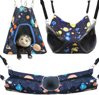 Ferret Rat Hammock Tent Hanging Tunnel Cage Accessories Set for Small - Galaxy Black
