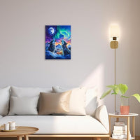 Wolf Wall Art Wolves Canvas Wall Decor Prints Framed Painting Aurora Pictures Gifts Artwork for Bathroom Bedroom Living Dining 16"x20"