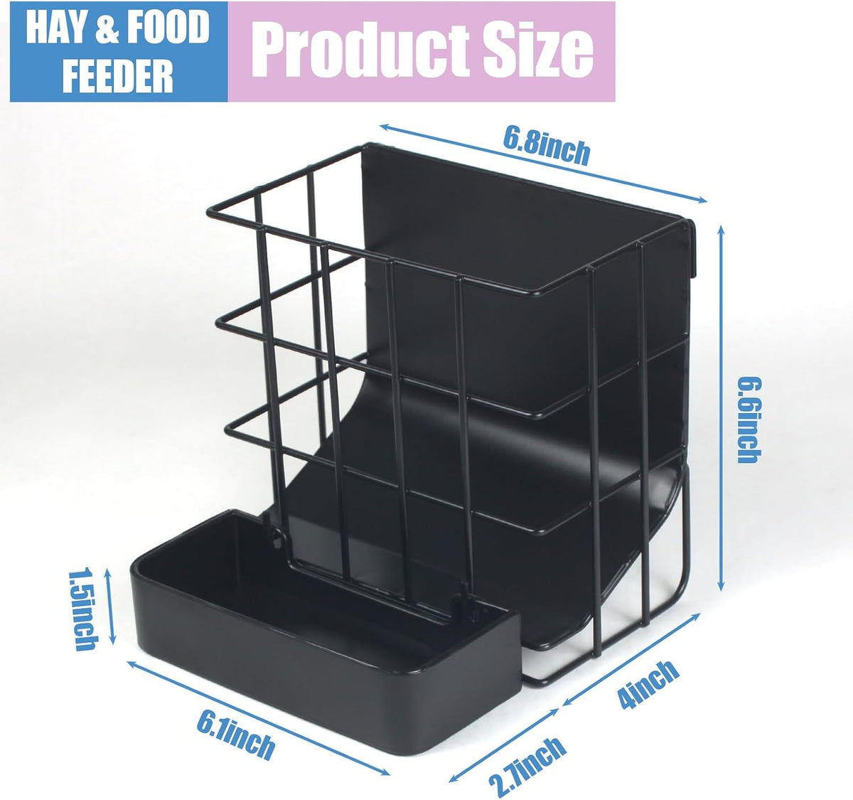 2PCS Rabbit Hay Feeder Guinea Pig Hay Feeder with Heavy-Duty Metal - 1 piece Small / Black - image 2