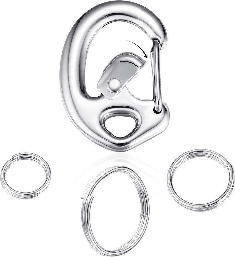 Stainless Steel Pet Collar Tag Clip, Contour Carabiner, 2 Sets - 1 Set