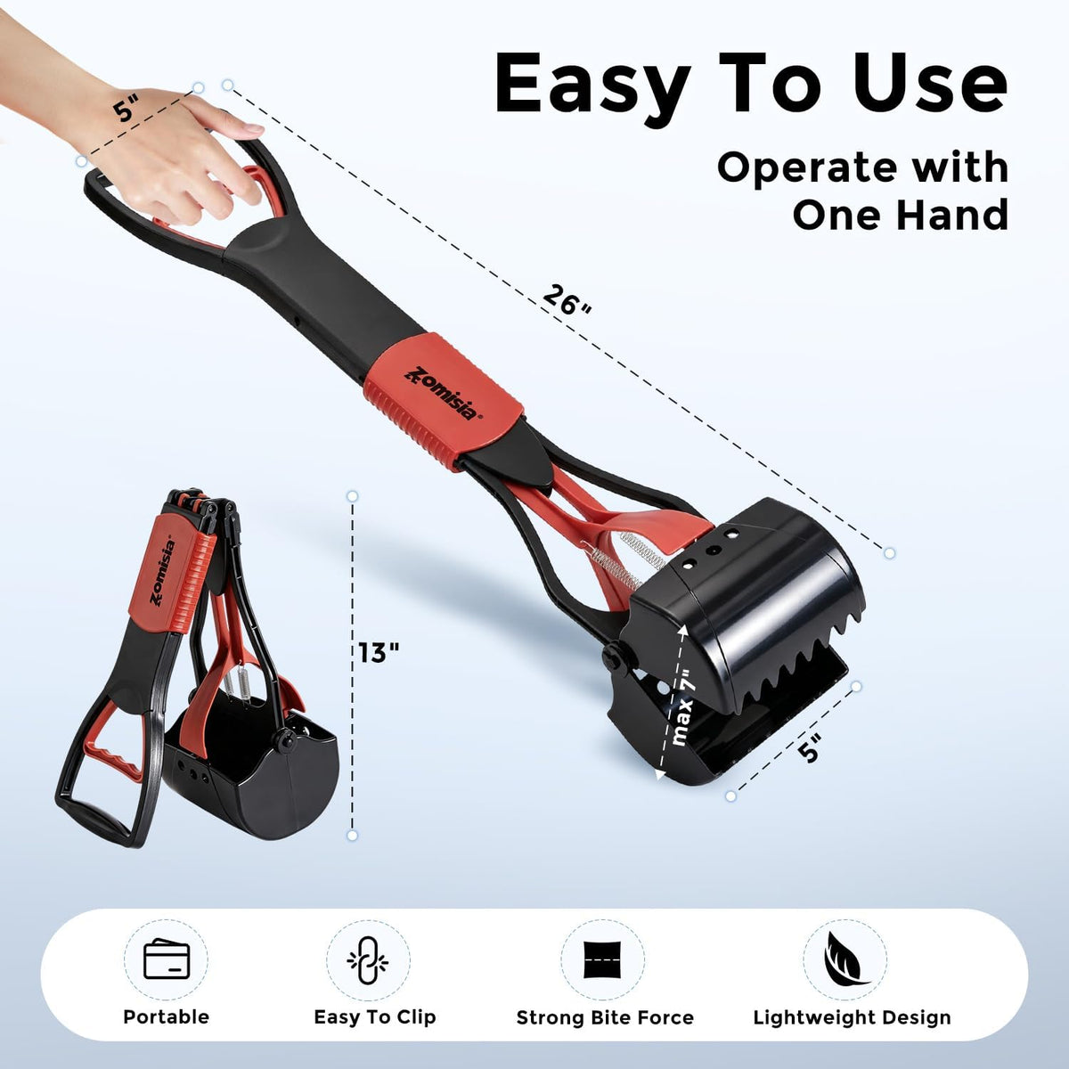 32" Long Handle Pooper Scooper with 30 Count Waste Bags – Essentials for Dogs - Red / 26 Inch - image 4