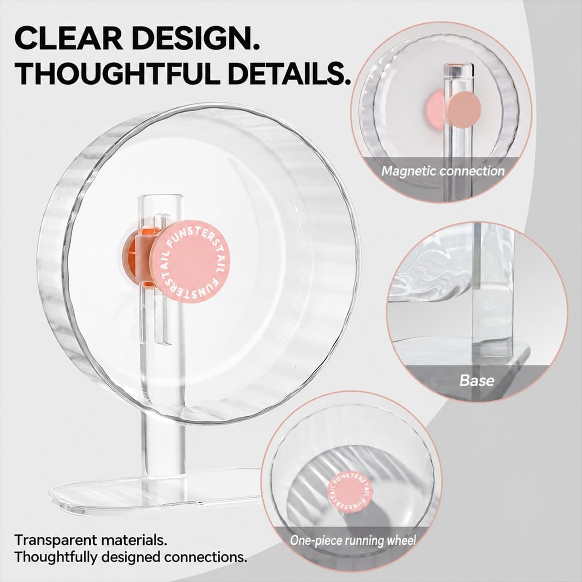 Super Silent Hamster Wheel 10.2 Inch, Magnetic Running Wheel - Peach Pink / Small(8.7 inch) - image 3