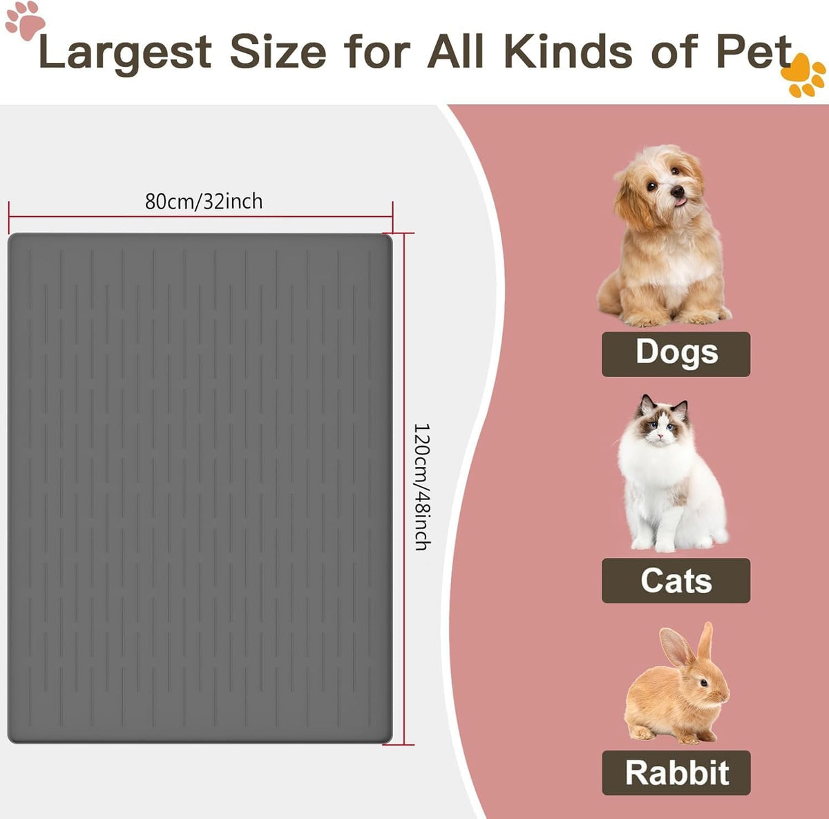 51.2"x25.6" Largest Dog Food Mat - Grayish Blue / 48"L x 32"W - image 2