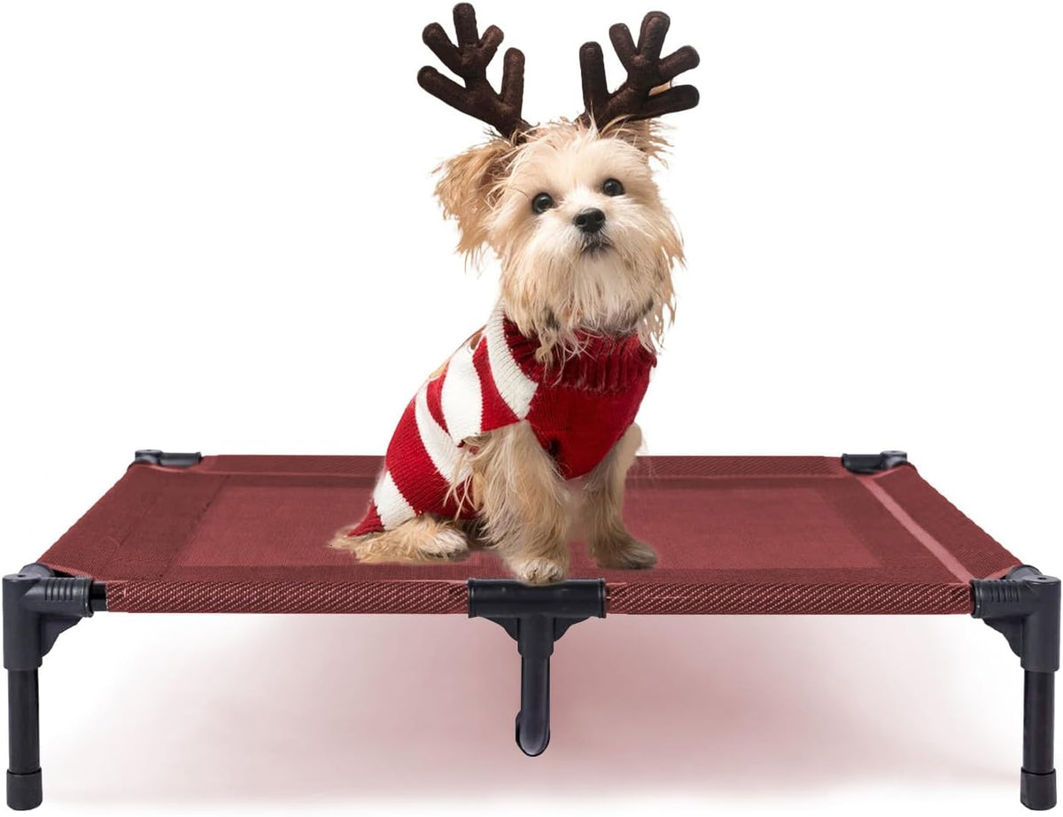 Elevated Dog Bed for Large Dogs 120lb - M (30"Lx 23"Wx6.3"H) / Red
