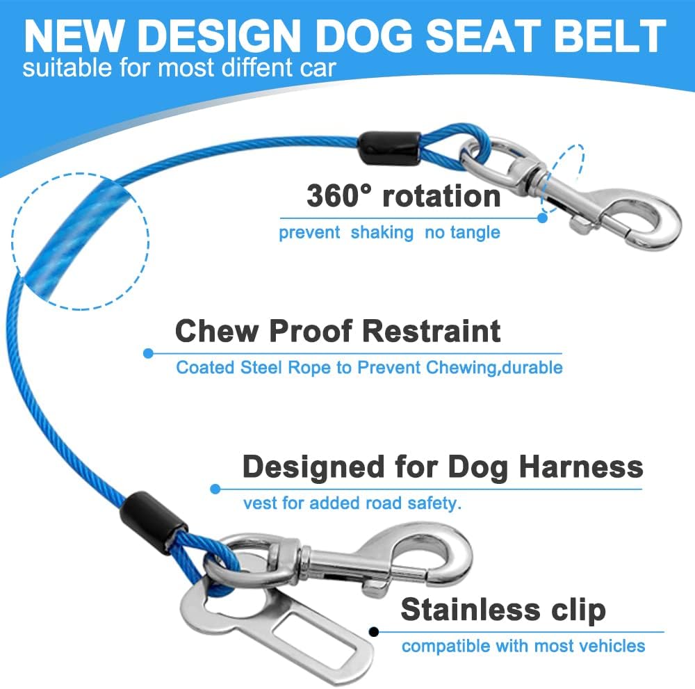 Dog Seat Belt Harness for Car - 2 Pack Red+Blue / 16 inch/40 CM - image 4