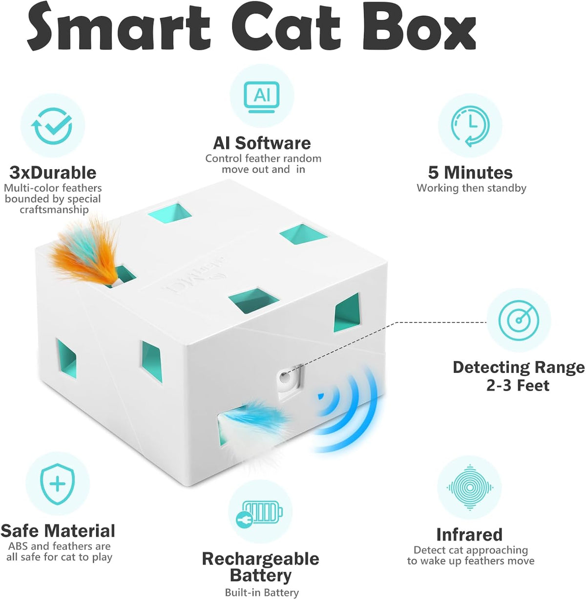 Interactive Cat Toys -Migibox for Indoor Bored Cats - White Plus / X Large - image 2