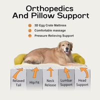 Large Dog Bed Orthopedic Washable | Beds Bolster Pet - XXL Large Big Dogs - Memory Foam - Couch Sofa - Waterproof with Removable Cover - Ginger Yellow Dog Bed