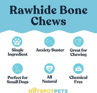 hotspot pets 4-5 Inch Rawhide Dog Chew Bones - Made from Grass Fed Brazilian Cows - Great for Dental & Oral Care -for Medium Chewers (30 Pack)