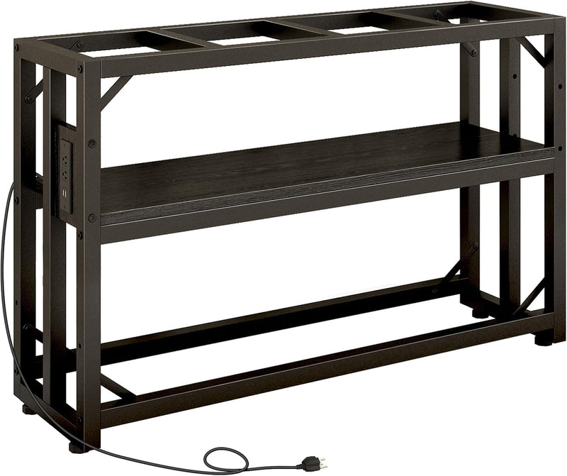 40 Gallon Fish Tank Stand with Power Outlet, Adjustable Shelf - Black / 55 Gallon