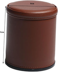 Felt Lined PU Leather Dice Cup Set with 6 Dot Dices – Fun for Kids & Family - Brown - image 3