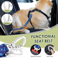 SlowTon Dog Seatbelt, 2 Pack Adjustable Heavy Duty Dog Safety Seat Belt – Essentials for Dogs - Blue / Seatbelt Clip + Carabiner - image 3