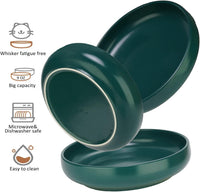 Ceramic Cat Bowls, Shallow Cat Dishes for Food and Water - Blackish green-3pack - image 2