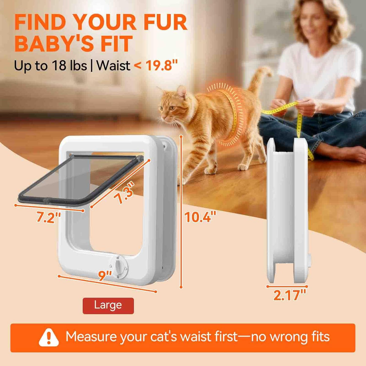 LIBBEPET Cat Door Interior Door - White / L - Inner Size: 7.2"W x 7.3"H - image 2