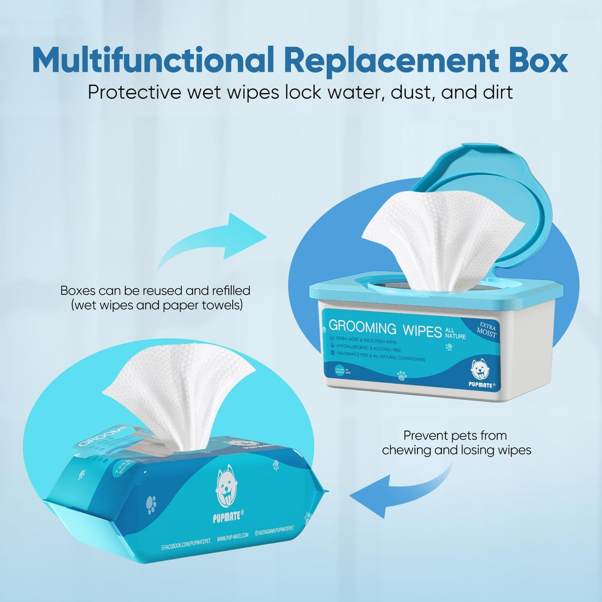 Pet Wipes for Dogs & Cats - Natural / 2 Packs-200 counts - image 3