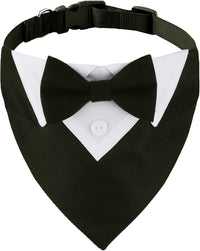 ADOGGYGO Dog Tuxedo Collar, Wedding Dog Bow Tie - Small / Black