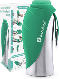 LumoLeaf Portable Dog Water Bottle 27 OZ - Green