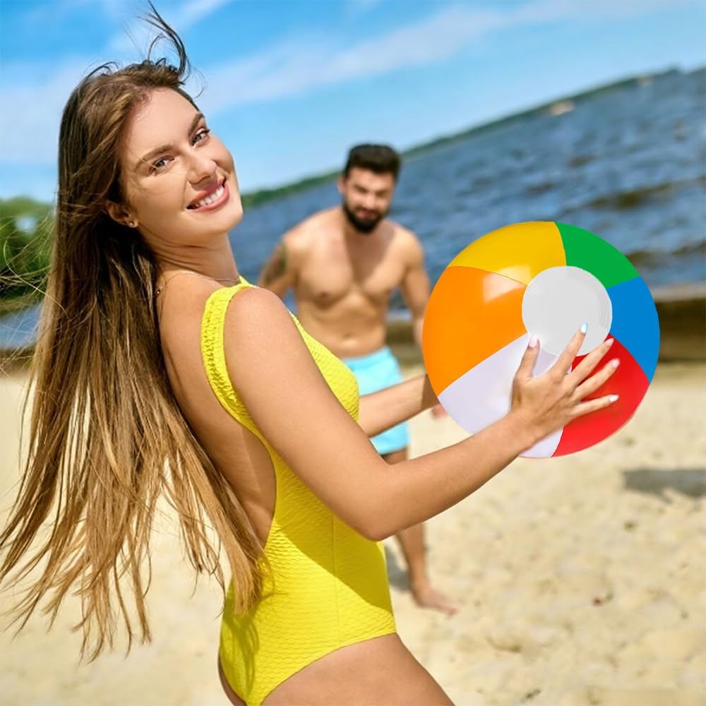 Vellibring 24 Pack 12" Summer Inflatable Beach Balls Bulk for Kids – Fun for Kids & Family - Rainbow - Pack of 12 - image 4