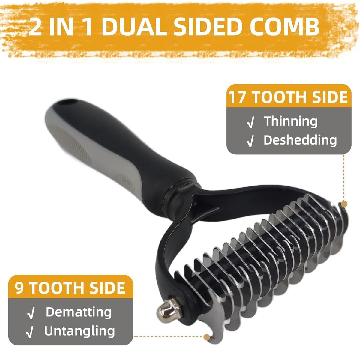 Bath Grooming Kit for Pets, Hair Brush Set with Towel - 6-Grey - image 4