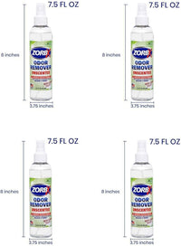 ZORBX Unscented Odor Eliminator for Strong Odor 7.5 Fl Oz, Pack of 4 - Used in Hospitals & Healthcare Facilities - Advanced Formula, Fast-Acting Odor Remover Spray for Dog, Cat, House & Carpet