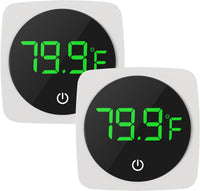 4PCS LED Aquarium Thermometer Fish Tank Thermometer Reptile Terrarium - Square-White 2PCS
