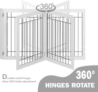 SPIRICH 96-inch Extra Wide 30-inches Tall Dog Gate with Door Walk Through, Freestanding Wire Pet Gate for The House, Doorway, Stairs, Pet Puppy Safety Fence, Support Feet Included (White)