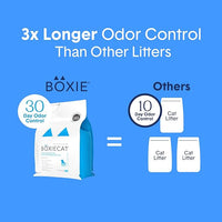 Boxie® Unscented 30 Day Odour Control Clumping Clay Cat & Kitty Litter 28 lb, 99.9% Dust-Free, Hard Flat Top® Clumps, No Fragrances No Fillers, Long-Lasting, Easy to Scoop
