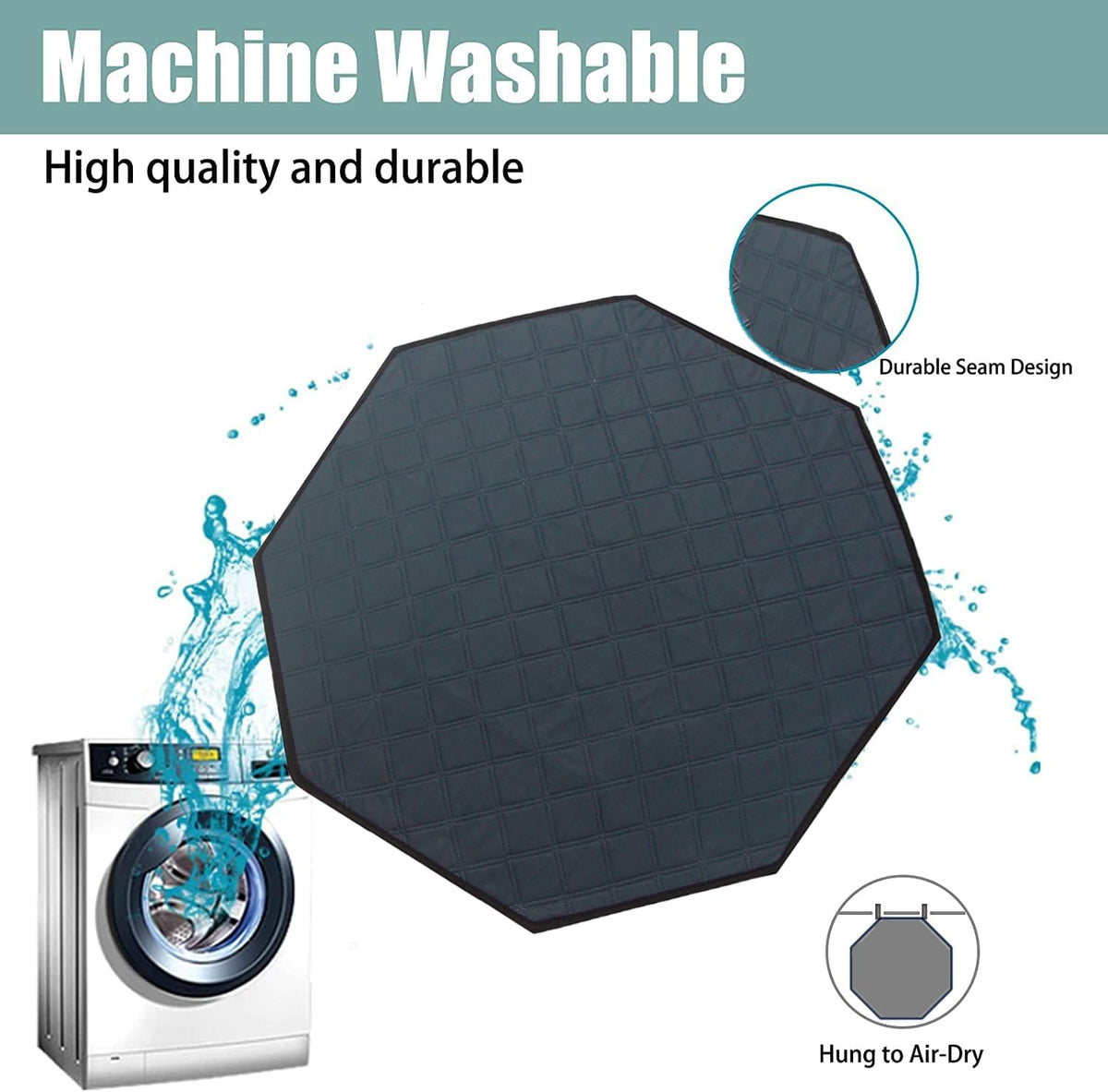 Octagon Dog Playpen Mat Washable Leakproof Pet Liner, 29' - Dark Grey-l / Octagon-L-45' (Diameter) - image 3